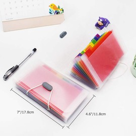 2-Pack Portable 13 Pockets Rainbow A6 Mini Expanding Receipt Folder,Accordion File Organizer Wellet for Monthly Bills,Cards,Check Coupons,Vouchers, Busines, Receipt Tax Item or Changes