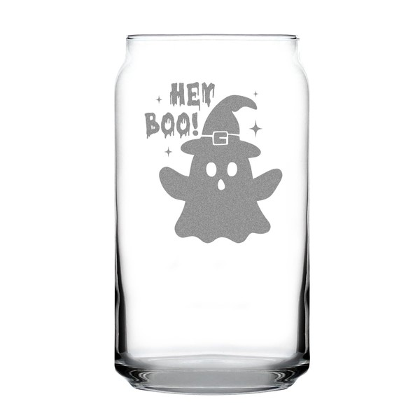 Hand Engraved 16oz Can Shaped Pint Glass, Etched Ghost Design