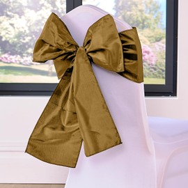 Linen Taffeta Sashes Wedding Chair Covers Gold Taffeta Chair Sashes Chair Bows Chairs Decoration Party UK Vibrant Solid Colours (Gold, 10 PCS)