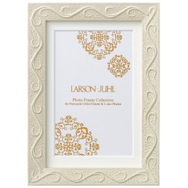 Larson Jules La Mer Postcard Picture Frame (4x6 inch = 102x152mm inside dimension) with Large Insert Mat (74x120mm) White