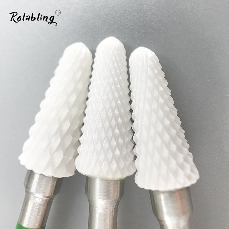 Rolabling Ceramic Nail Drill Bit White Flame Nail Drill Bit
