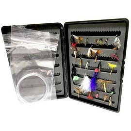 Fishing Flies Set of 25 fly selection Season set in box with Leaders