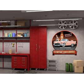 1957 Ford Thunderbird Convertible Gas Pump Classic Car-toon Wall Art Graphic Decal Sticker (2 Ft)