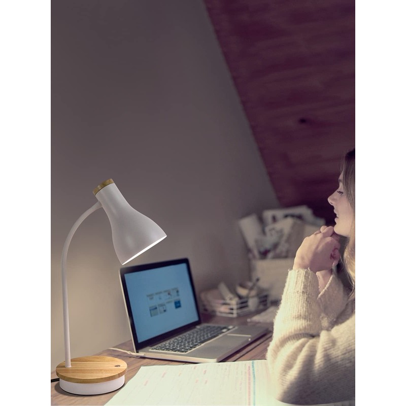 Metal Desk Lamp With Wireless Charging, Touch Reading Light, 3