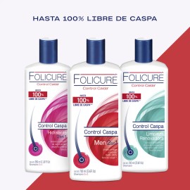 FOLICURE Shampoo Control Caspa Men 2 en 1 con Biotina y Pantenol, limpia, protege e hidrata el cabello 700 ml