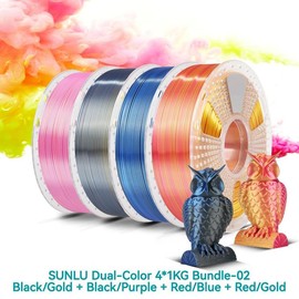 Dual-Color,Triple-Color,Four-Color 1KG/3KG Bundle/6KG Bundle 1.75mm SILK Filament Bundle Compatible with 99% 3D printers:_Classic-02 Dual-Color 4*1KG Bundle
