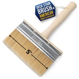 Foxtrot Deck Stain Brush - Professional Grade Applicator, 5-Inch, for Fast & Even Paint and Sealer Application on Wood Deck, Fence, Walls