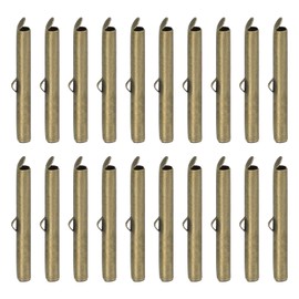 QUARKZMAN Pack of 60 Cord End Caps, 35 mm Tube Bead Slider Clamps for Multi-Strand DIY Crafts, Bronze Tone