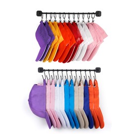 HYDERMUS Hat Rack for Wall 24 Baseball Caps, Modern Metal Hat Hook with 12 Clips and 12 Hooks Hat Holder Wall-Mounted Hat Hook Storage Display for Closet Bedroom Entryway Laundry, 2 Pack Black