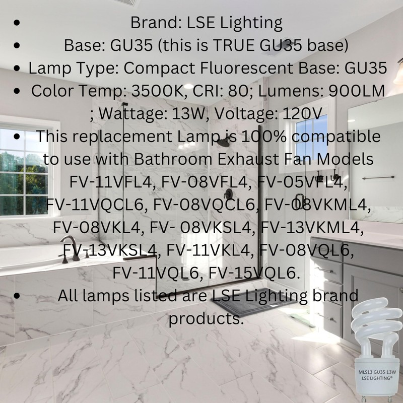 LSE Lighting Lamp 13W MLS13 GU24 for Panasonic VQL5 Exhaust