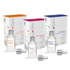 LOVY CARE Pack de 3 Serums Vitamina C + Ceramidas y Cafeína, Ácido Hialurónico + Ceramidas Células Madre + Liposomas + Colágeno 30 ml c/u.