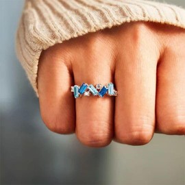 Nobody Has It All Together Band Ring Self Love Ring for Her Broken But Survived Ring All Your Broken Pieces Make You Beautifu Jewelry Gift for Women（BLUE9）