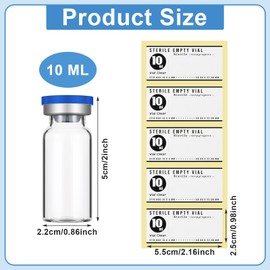 Threlaco 20 Sealed Sterile Empty Vials with Self Healing Injection Port Glass Penicillin Bottle with 20 Label Stickers(10ml, Classic)