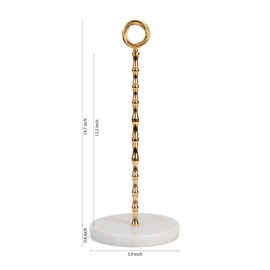 Y Luxe Marble Countertop Paper Towel Holder - Elegant Kitchen/Bathroom Accessory -Standing Paper Towel Holder, Kitchen Paper Towel Roll Holder- for Bathroom Kitchen Countertop (White-Gold)