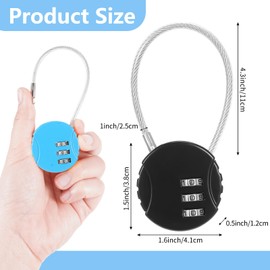 Moxweyeni 8 Pack Combination Lock 3 Digit Small Combo Luggage Number Cable Padlock Outdoor Waterproof Resettable Lock for School Gym Locker Travel Backpack Suitcase Storage (Black,Silver,Blue)