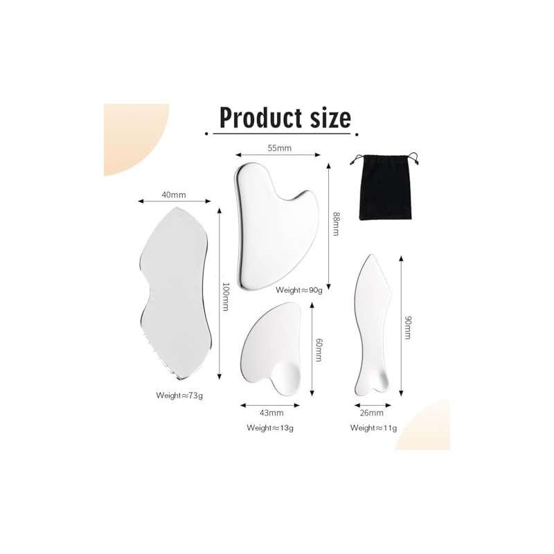 Gua Sha, Gua Sha Facial de Acero Inoxidable, Herramienta para