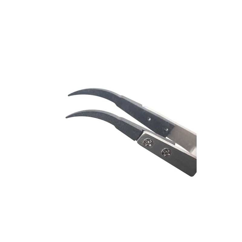 ESD Plastic Tip Curved Tweezers for Soldering Repair Work Interchangeable