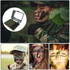 Dreifarbiges Camouflagemake-Up Gesichtsöl Set Mit Spiegel Make up Creme 3-Farben Schwarz Oliv Braun Nato Genehmigt Chameleon Tarnung Survival Militär Armee Facial oil paint (1)