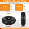 (2 Pack) 4.10/3.50-4 Tire and Wheel, 10-Inch Pneumatic Tire (Black)