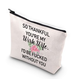 Novelty Work Wife Gift So Thankful You’re My Work Wife Zipper Pouch Makeup Bag (Work Wife Without You CA)