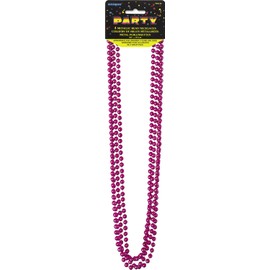 Unique Metallic Bead Necklaces, 32", Hot Pink