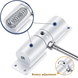 PCKOBEVER Spring Door Closer,Safety Automatic Door Closer,Adjustable Door Spring Closer Door Stopper for Commercial & Home Use,Quiet Auto Door Closing with Adjusting Rod and Screws - White