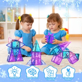 Magnetic Tiles, 102 Pieces Diamond Magnetic Building Blocks for Girls, Princess Castle Kids Magnet Toys, STEM Educational Toys Birthday Xmas Gifts for Toddlers Girls & Boys 3 4 5 6 7 8+ Year Old