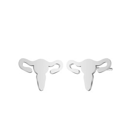 Mini Uterus Shape Stud Earrings Anatomic Organ Earrings Women Earrings Gift Biology Uterus Ear Stud Nursing Gift for Doctors Nurses (silver)