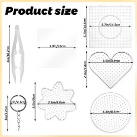 ZUQIAN 20 Piece 4 Shape Fuse Beads Pegboards Boards, 5 mm Fuse Bead Boards Large Clear Pegboards with 10 Ironing Paper and 4 Beads Tweezers, 10 Key Ring for DIY Arts and Crafts Supplies Beads