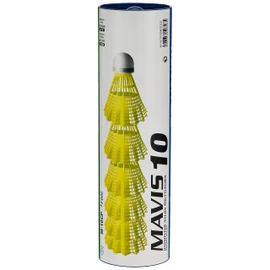YONEX Mavis 10 Badminton Shuttlecocks - Tube of 6, Colour- Yellow, one size, K-REY-YX10Y