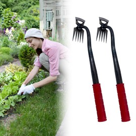 5 Tines Portable Manganese Steel Quenching Weeding Artifact Uprooting Weeding Tool,Weed Puller with M-Shape Household Vegetable Garden Shovel for Backyard Loosening Farm Planting Weeding (2pack)