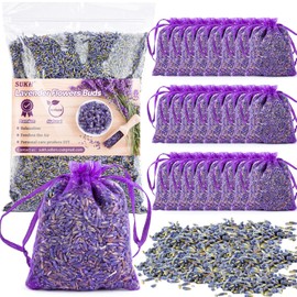 6.6OZ Sukh Lavender Sachet Bags - Fresh Scented Dried Lavender Flowers Potpourri Bags Refill Sachets for Drawers and Closets as Lavender Closet Perfume and Home Fragrance