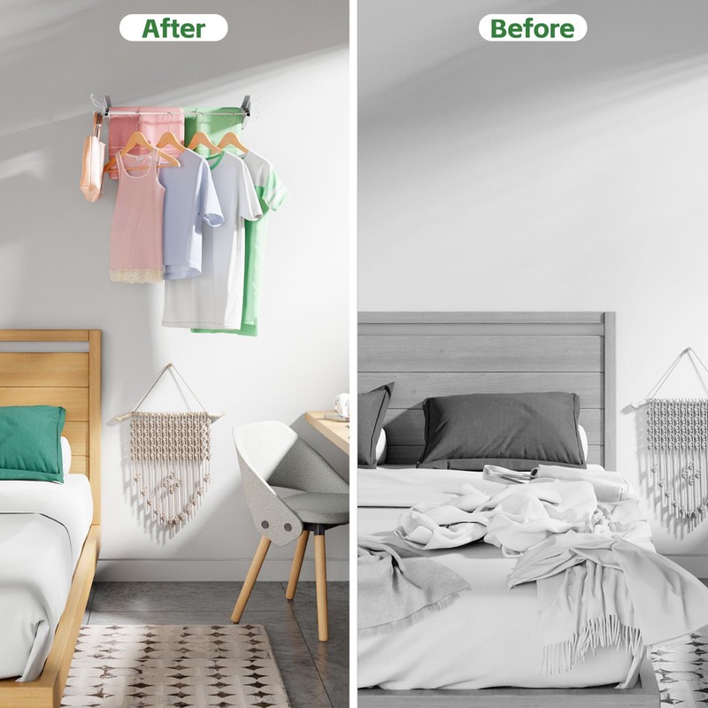 Wall Mounted Clothes Drying Rack for Laundry 23.6", Folding Clothes