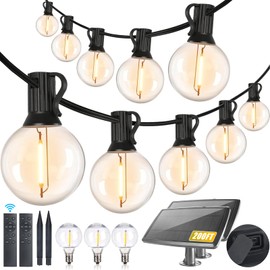 Yusist 200FT Solar String Lights Outdoor Waterproof with Remote,G40 Solar Powered String Lights with 60+3 LED Shatterproof Bulbs, Dimmable Solar Patio Hanging Lights for Outside Backyard Party