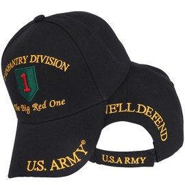 Kinoy Army 1ST Infantry Division The Big RED ONE Direct Embroidered Hat - Black