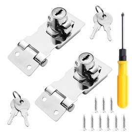 Jiozermi 2 Packs 2.5 Inch Keyed Locks with Lock, Keyed Different Latch, Twist Knob Keyed Locking Hasp for Cabinet Small Door, Chrome Plated