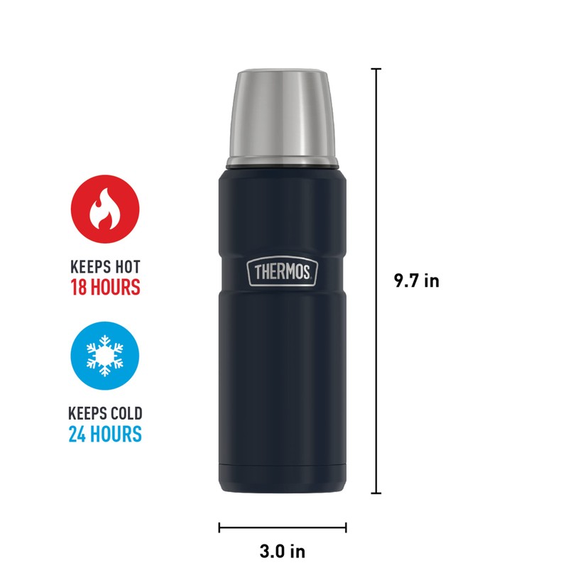 THERMOS THERMOS Stainless King Vacuum-Insulated Compact Bottle, 16 Ounce, Midnight
