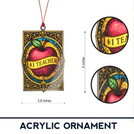 Teacher Ornament – Love Teach Inspire | Apple Classroom Decor – Teacher Appreciation Gift – Back to School End of Year – [Suncatcher Effect Window] – Car Hanging