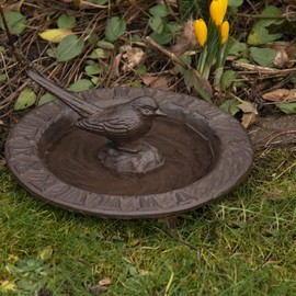 MAISONICA Cast Iron Bird Bath Feeder Bowl Sundial 24.5cm Garden Accessory