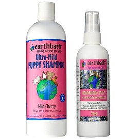Earthbath Puppy Grooming Bundle - (1) Each: Ultra-Mild Wild Cherry Shampoo (16 ounces) and Deoderizing Spritz (8 Ounces)