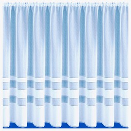 Maple Textiles Horizon Semi-Plain Stripe Ribbon Band White Net Curtain Sold By The Meter Quantity Width (60'' (152cm) Drop)