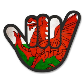 2 x 10cm Welsh Flag Shocker Hand Vinyl Sticker Decal Car Bike Wales Dragon #6178 (10cm Wide x 8cm Tall)