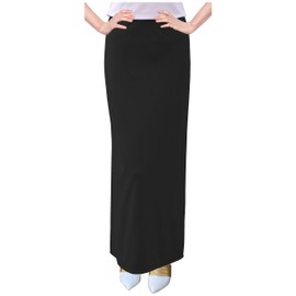 Baby'O Women's Basic Modest 37" Ankle Length Stretch Knit Straight Skirt (Black - 10)