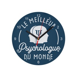 Fabulous Glass Wall Clock - The Best Psychologist in the World Doctor, Hospital, Health, Diameter 20 cm, Blue