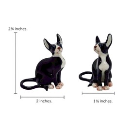 ChangThai Design Tiny 2½" Black Sit Sphynx Hairless Cat - Miniature Hand Made Ceramic Cats Kittens Kitty Feline Animals Cute Porcelain Decorative Figures Collectible Figurines Décor Pet Lovers Gifts