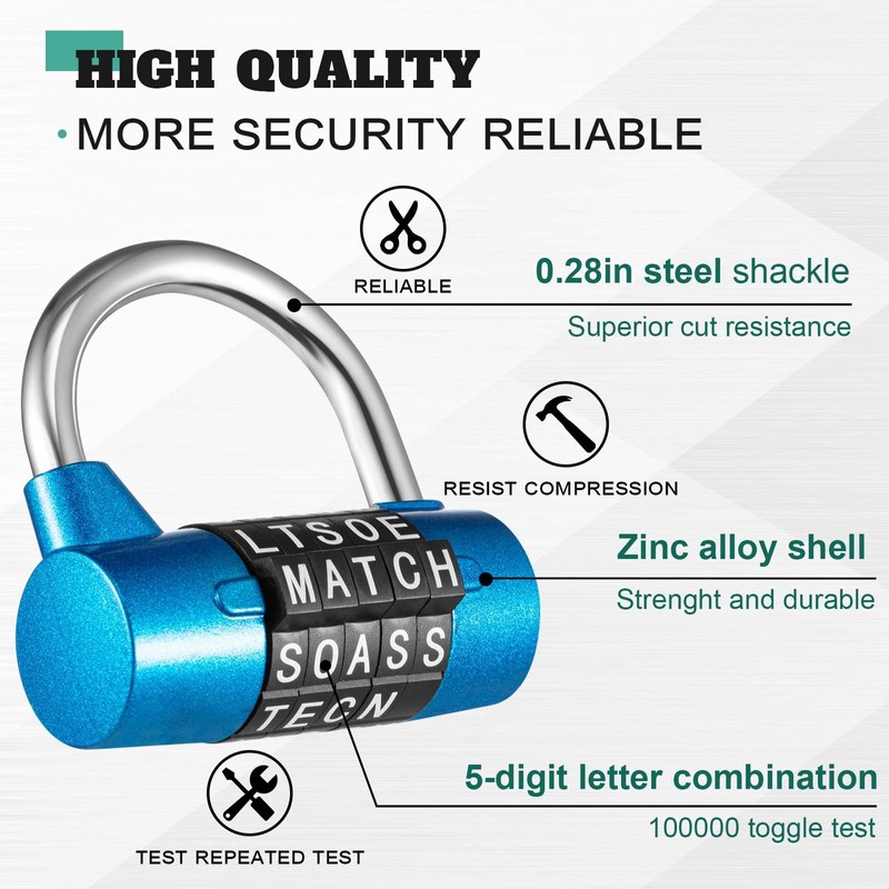Shimeyao 4 Pcs 5 Letter Combination Lock Heavy Duty Gym