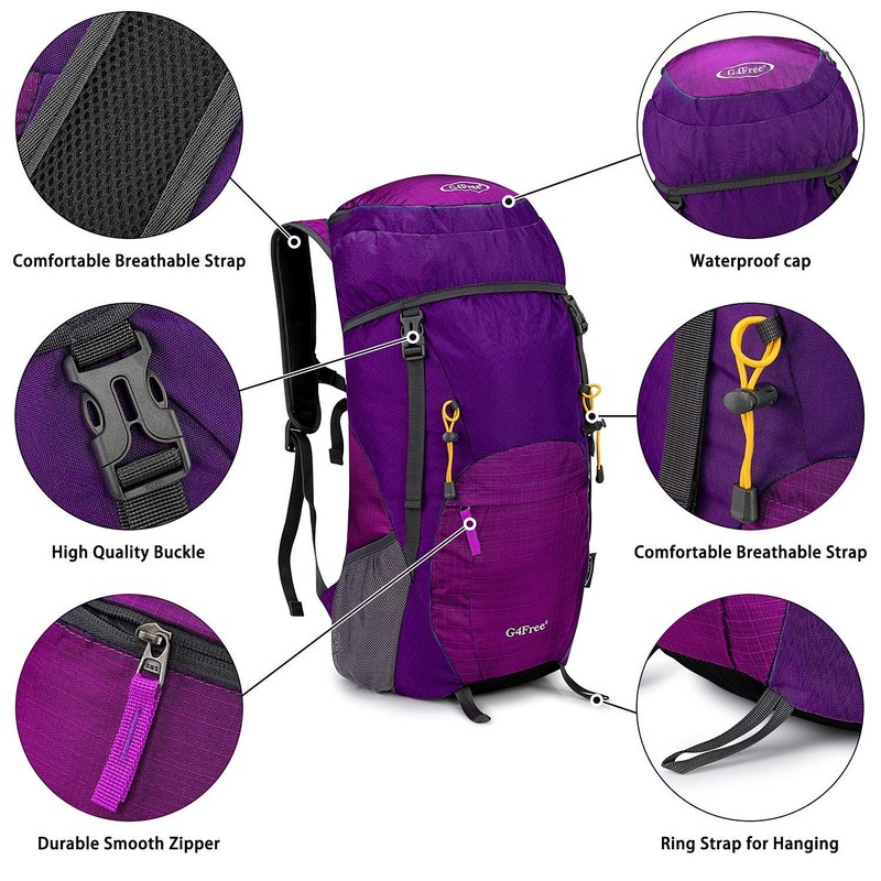 G4Free 40L Lightweight Foldable Hiking Backpack Travel Camping Trekking Daypack