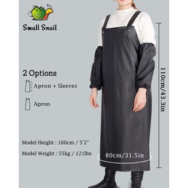 Small snail Waterproof Apron PVC Heavy Duty Apron Oil-Proof BBQ Apron for Men Women Work Apron for Chef Butcher Carpenters Workshop Slaughterhouse Black