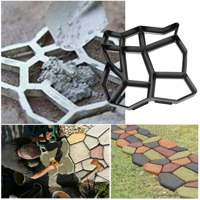 Stone Paving Mold Concrete Stepping Walkway 9 Grids Driveway Garden