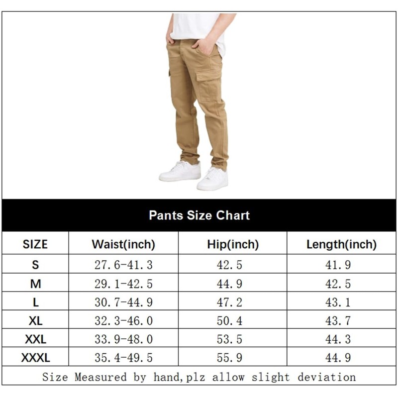 THWEI Cargo Pants for Men Casual Drawstring Joggers Cotton Work